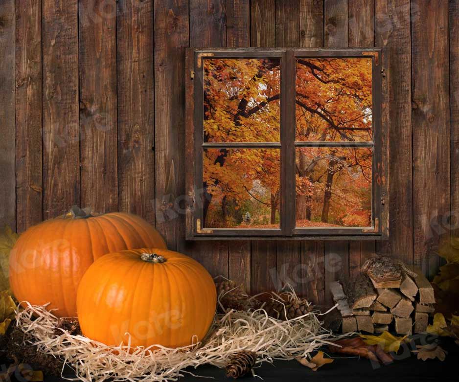 写真撮影のためのkate秋のハロウィーンの背景ウッドパンプキンファーム