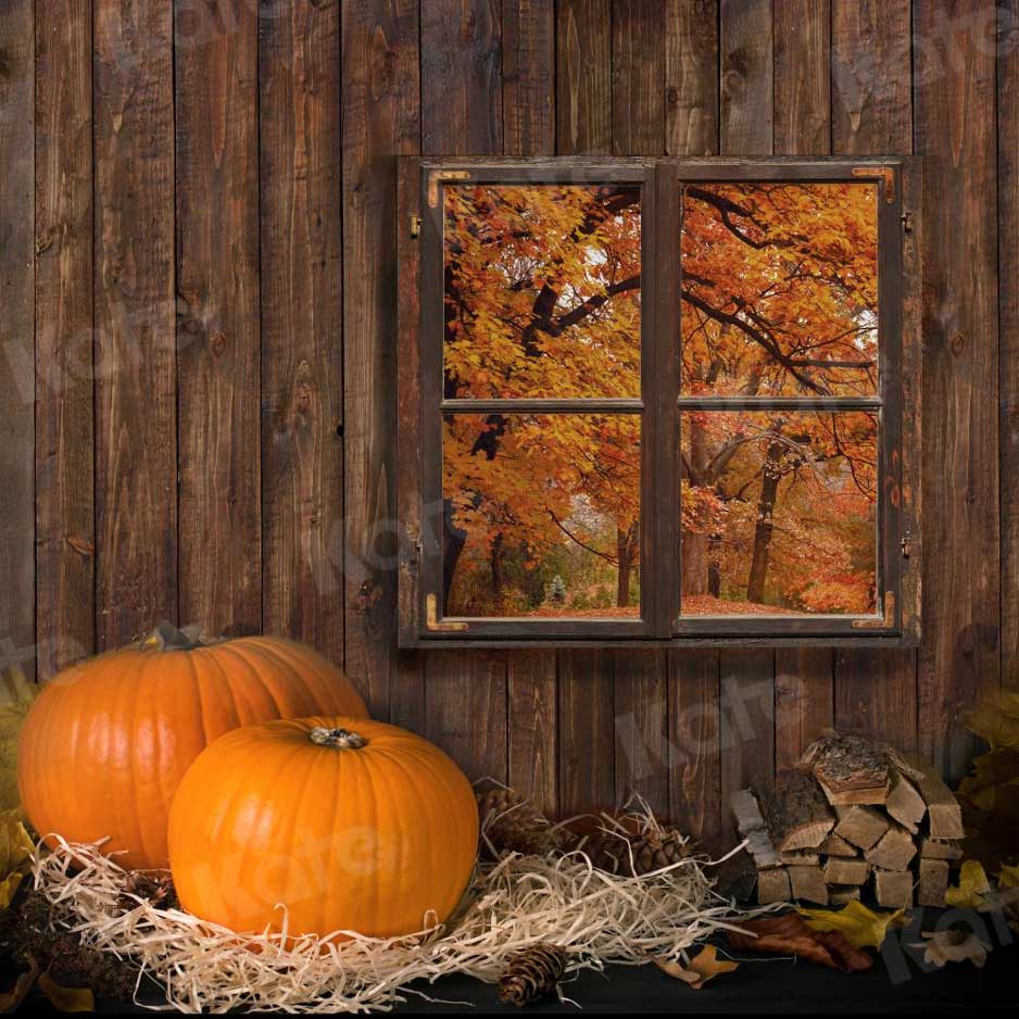 写真撮影のためのkate秋のハロウィーンの背景ウッドパンプキンファーム