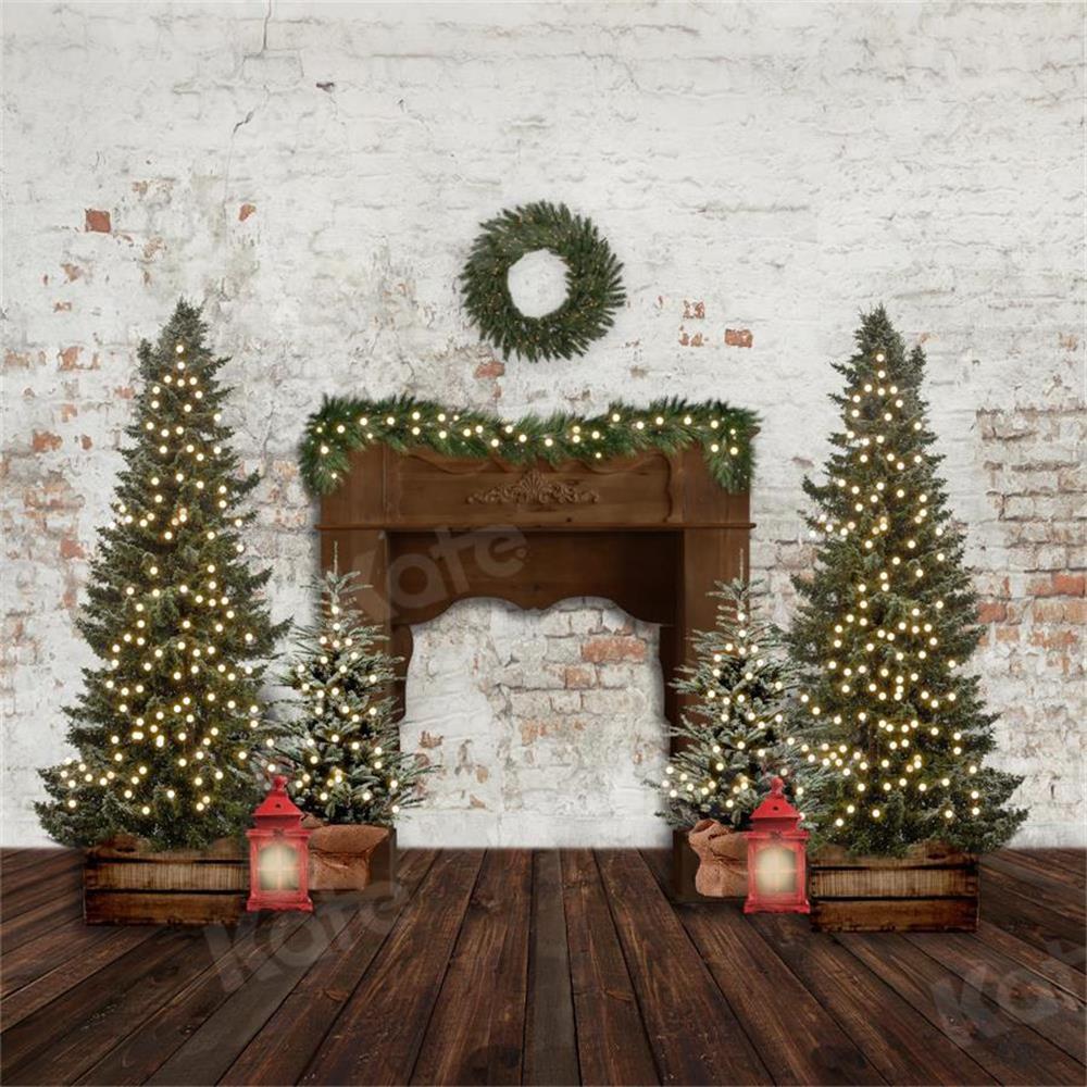写真撮影のためのkateクリスマス冬の背景暖炉の花輪