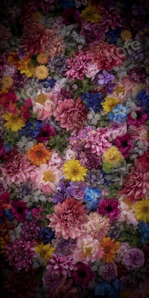 kateファインアートの背景色とりどりの花