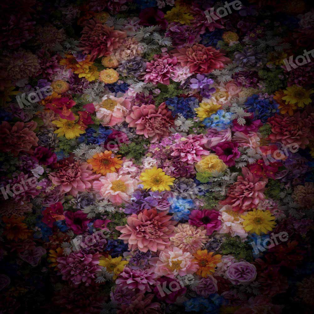 kateファインアートの背景色とりどりの花