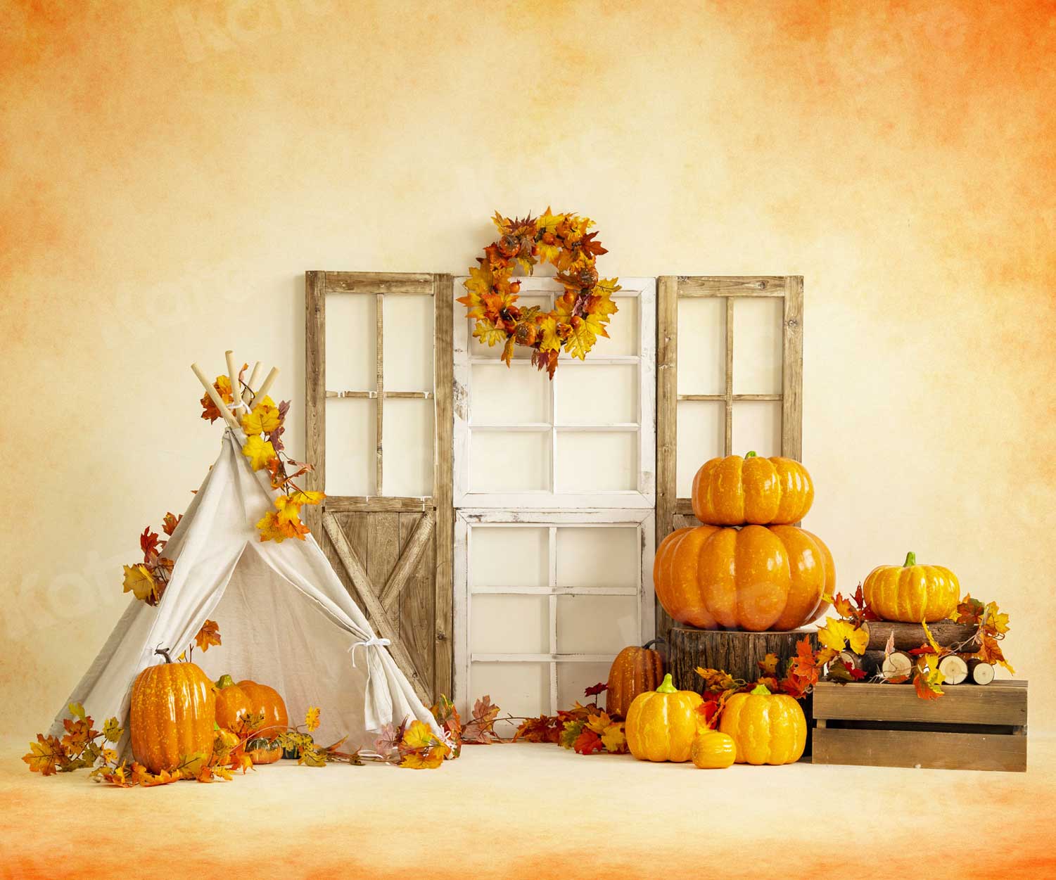 kate秋の収穫の背景写真撮影のためのハロウィーンのカボチャのテント