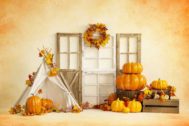 kate秋の収穫の背景写真撮影のためのハロウィーンのカボチャのテント
