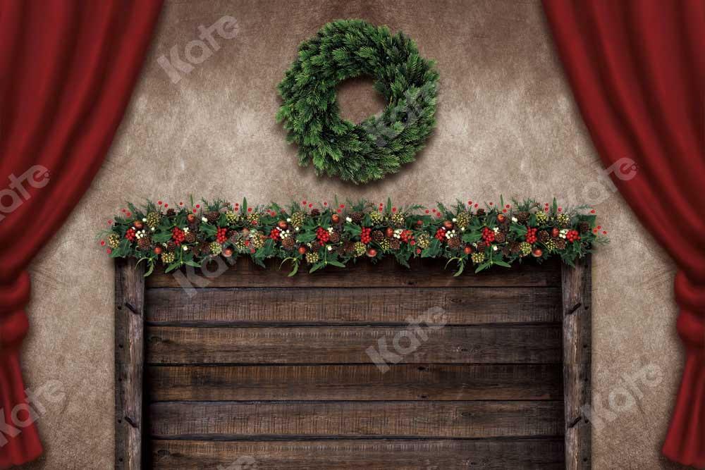 写真撮影のためのkateつのクリスマスツリーの背景のヘッドボード