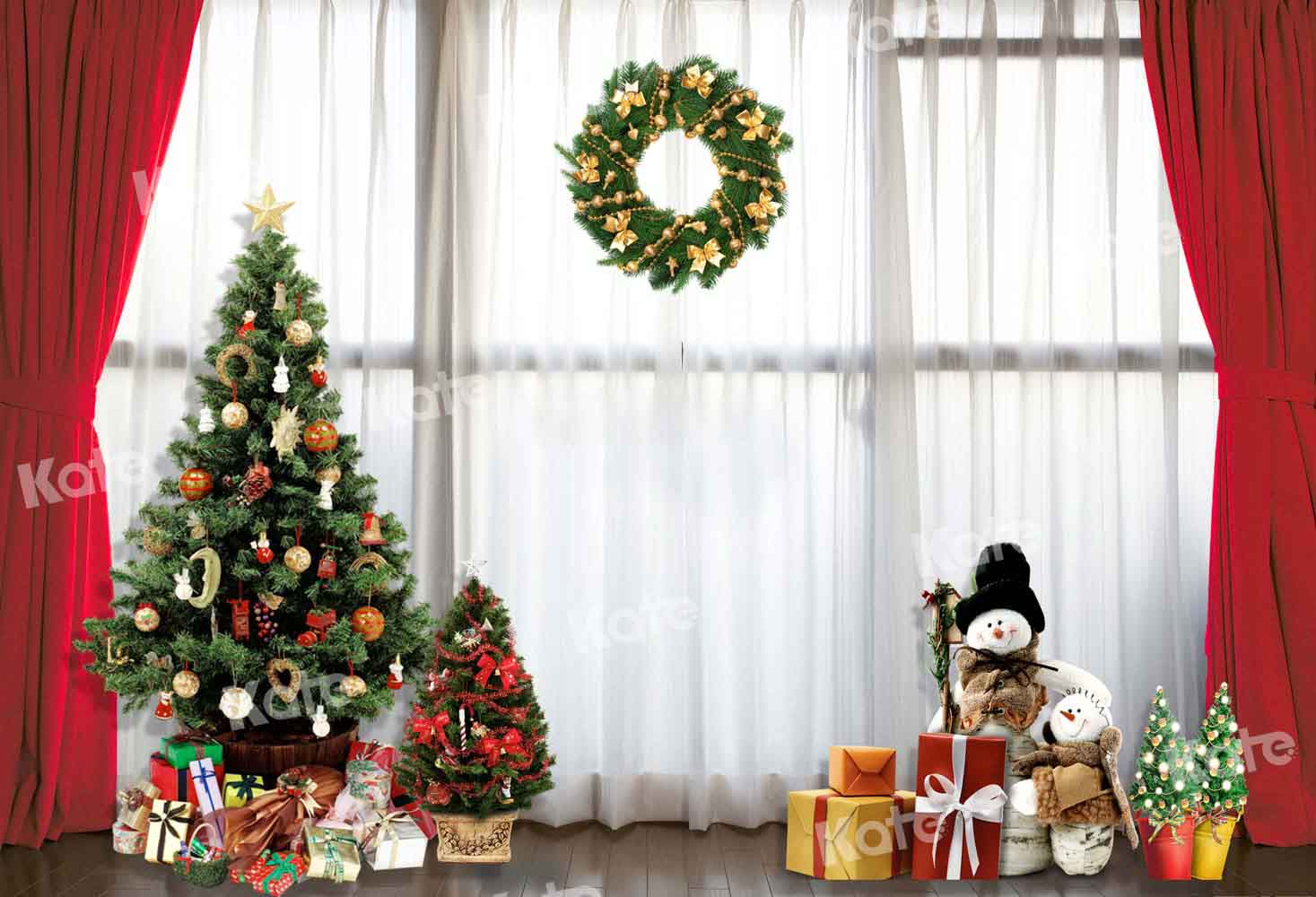 Kateクリスマスの朝の背景写真撮影のための冬