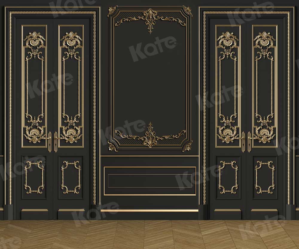 写真撮影のためのkateレトロな壁の背景ゴールドとブラック