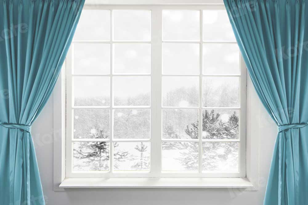 写真撮影のためのkateつの窓の屋内背景冬の雪
