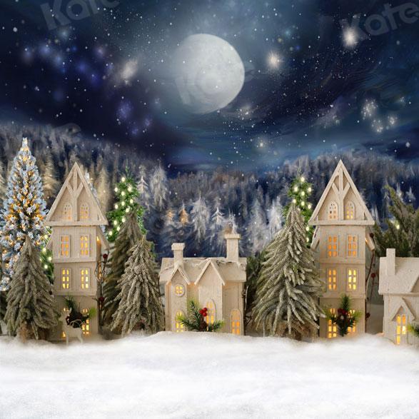 kateクリスマスの家の背景写真撮影のための冬の雪