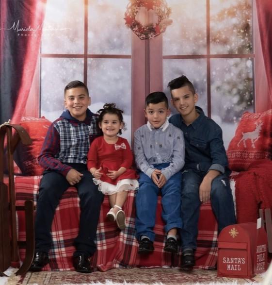 Kate クリスマスウィンドウの赤いカーテンの背景